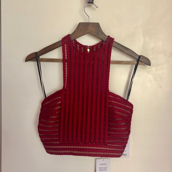 Burgundy Self-Portrait crop top - Picture 2 of 3